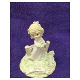 Metal precious moments figurine'Spring' in glass