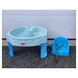 Blue sand playground & booster seat