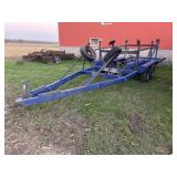 Blue boat trailer