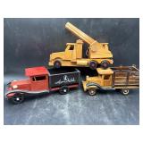 3 wood toy vehicles