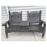Brown wood 2 seater garden bench