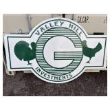Wood sign: valley hill investments, double sided