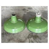 2 green enamel ceiling light shades