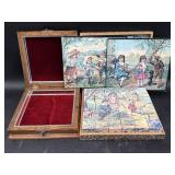 Vintage block puzzle & wood case