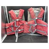 2 Red Stearns adult life jackets
