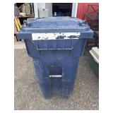 Blue bin on wheels