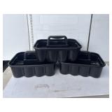 3 black Rubbermaid caddyï¿½s