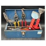 Blue metal toolbox w/ contents