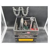 Black milk crate w/ contents