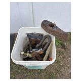 White pail with clevisï¿½ locks, misc