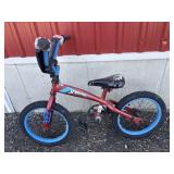 Red/blue Huffy Spider-Man bike: no training wheels