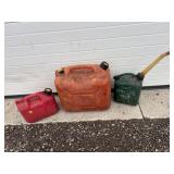 2 red and one green fuel cans