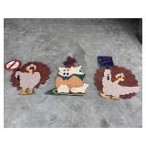 3 wood turkey / pig signs