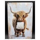 Metal sign- Highland Cow/toilet paper