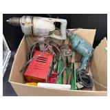 Lot of drills, battery charger, misc