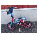 Red/blue Spider-Man bike - one training wheel
