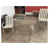 Glass top patio table and 6 chairs