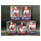 5 Empty Upperdeck hockey card tins