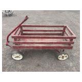 Wood red racked wagon