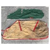green and beige horse stable rugs