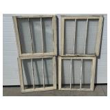 4 wood windows w/ glass