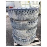 Four tires with aluminum rims: 12R22.5