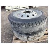 Two tires with aluminum rims: 12R22.5
