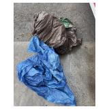 Brown and blue tarp