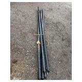 6 black chain link fence posts