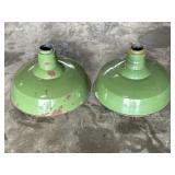 2 green enamel ceiling light shades