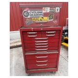 Red metal 2 pce tool chest on casters w/ contents