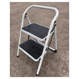 White metal folding step stool