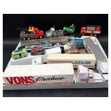 Lot of transport trucks, toy cars, misc
