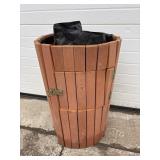 Wood barrel planter pot