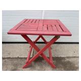 Red wood patio folding end table