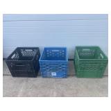Green, black and blue crates