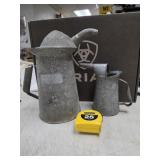 130. vintage galvanized metal oil cans railroad