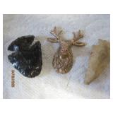 Brass Moose head Indian Artifacts