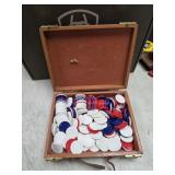 224. vintage poker chip set housed in a faux