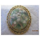 Porcelain flower Pin Brooch Oval 2'