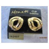 Monet Gold tone earrings Clip