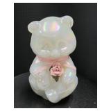 246. Fenton Iridescent Teddy Bear w rose
