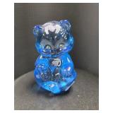 244. Fenton vibrant Blue Bear Handpainted Signed