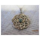 Sterling Green faceted Gem Necklace 18
