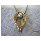 12k GF Pearl Necklace & Chain Necklace 18