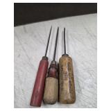 78. antique advertising ice picks with wooden