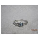 Sterling Round Faceted Ring 5 1/2