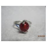 Sterling Ring w/ Red Bead 7 1/2