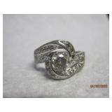 Sterling Large Gem Ornate Ring 8