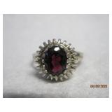 Sterling Purple Faceted Gem Ring 9